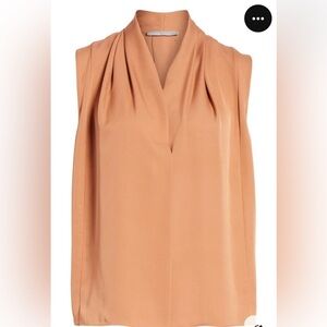 Vince, Silk, Mandarin Collar Sleeveless Orange Blouse